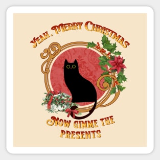 Grumpy black cat merry christmas, Festive black cat Sticker